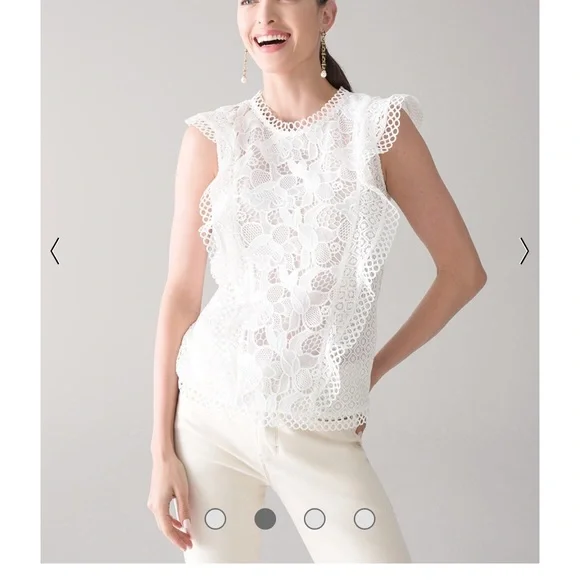 NWT WHBM RUFFLE AND LACE SLEEVELESS TOP - Size 4 - Picture 3 of 9